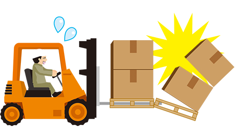 手前の荷物だけを持ち上げようとした際に、フォークを差し込み過ぎて奥の荷物を倒してしまう・・